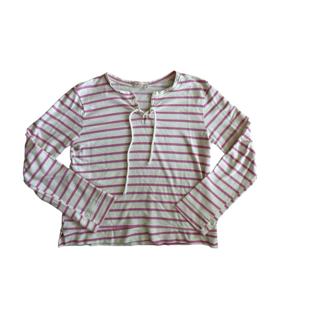 Fresh Produce Long Sleeved Shirt Women's S Pink & White Striped Made in USA